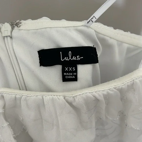 Lulus True Lover White Burnout Floral Ruffled Strapless Mini Dress XXS - Picture 2 of 5